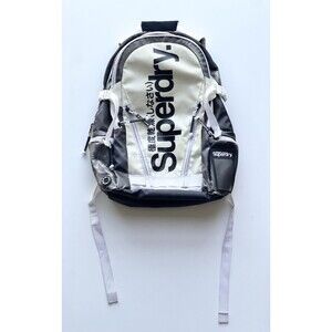 Superdry Men’s Mono Tarp Backpack Black White Durable Urban Travel School Bag